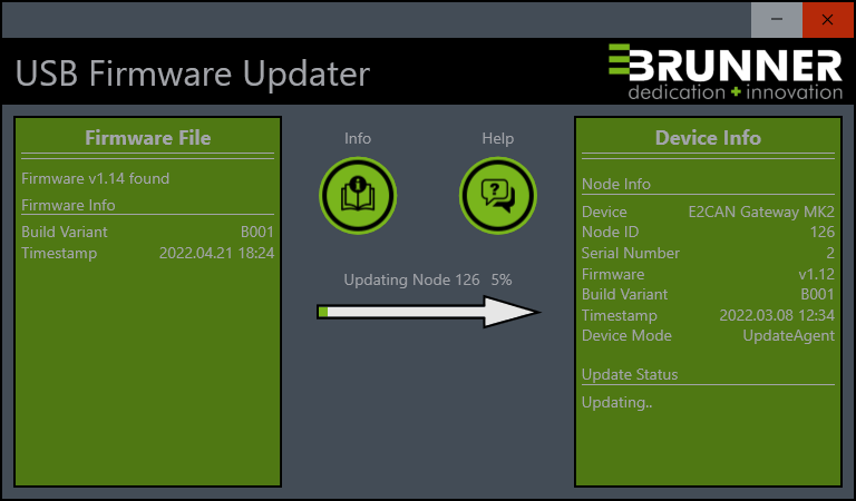 USB Firmware Update E2CAN Gateway MKII